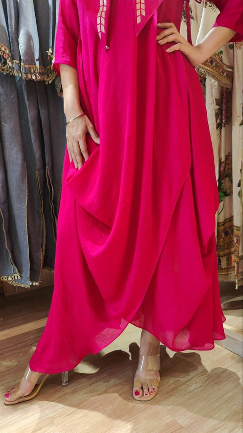 Pink Drape One Piece-dress with Jacket